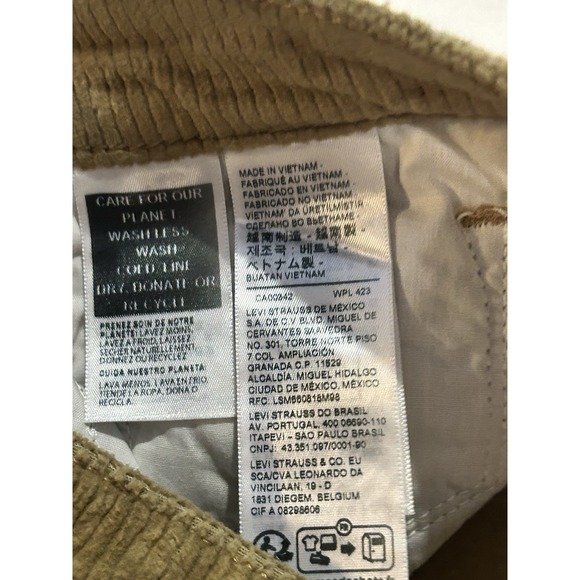 NWT Levis 711 Corduroy Gold Straight Leg Jeans Pants 119496 Jeans 30 X 30 New - Picture 6 of 7